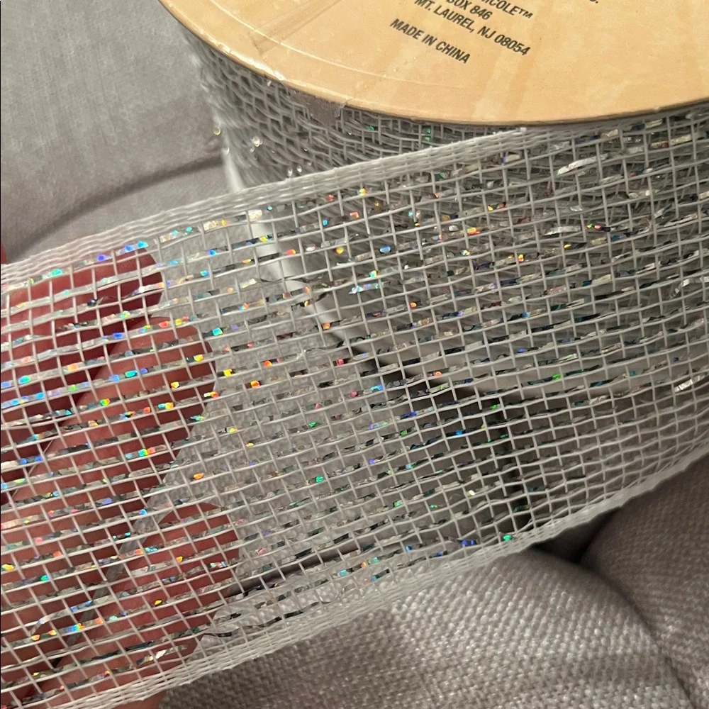 ❌TEMPORARILY UNAVAILABLE❌ Nicole Iridescent Silver and White Mesh Ribbon 2.5 in.